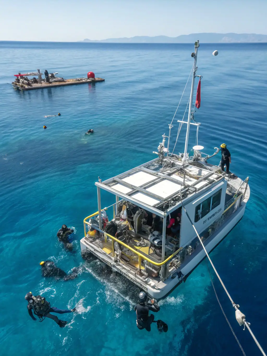The Vikmar eXplorer boat equipped with advanced marine technology, conducting a seabed survey, highlighting Vikmar's research and development capabilities.
